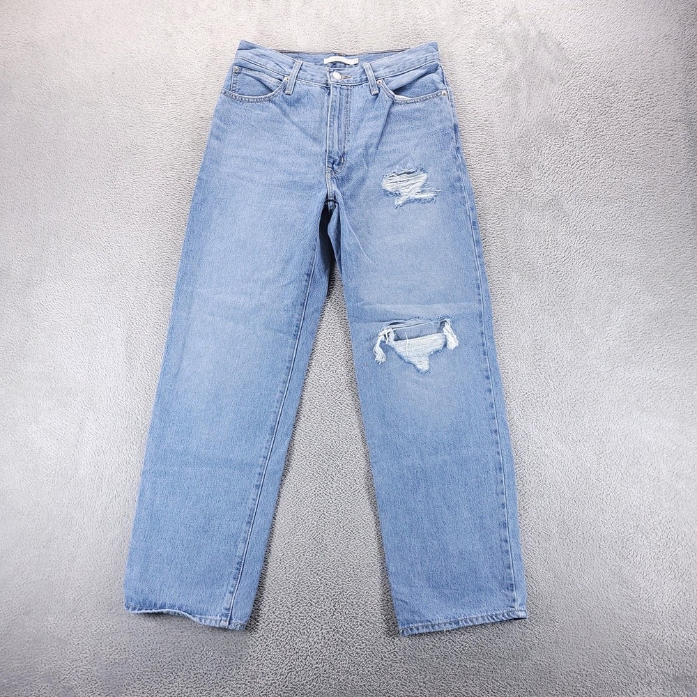 Levis Jeans Womens 29‎ Blue 94 Baggy High Rise Straight Distressed Light Wash
